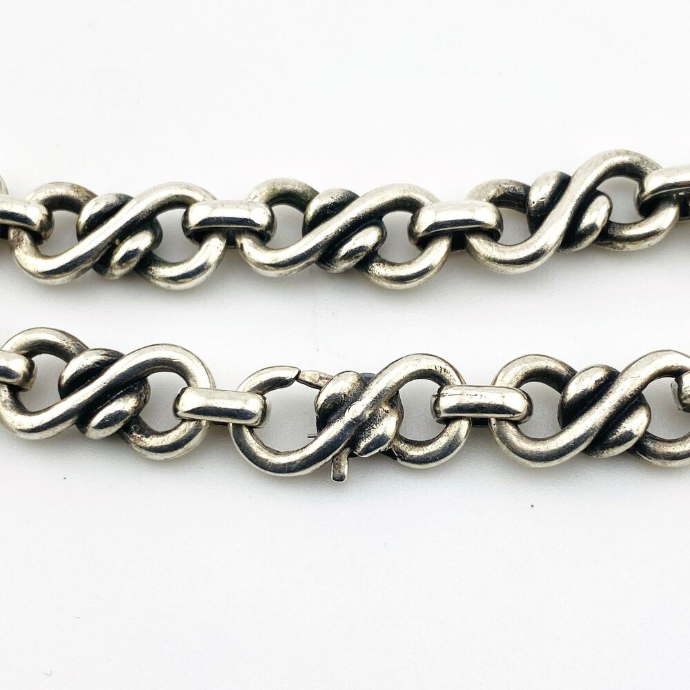James Avery Sterling Silver Chain Bracelet Infinity Links Hidden Clasp 7.25 Inch